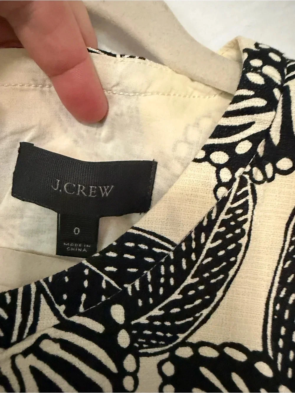 J. Crew Black Floral Print Cream Sleeveless Fit-and-Flare Dress
